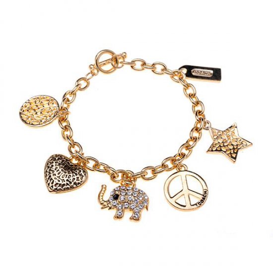 Coach Elephant Charm Gold Bracelets ALK | Women